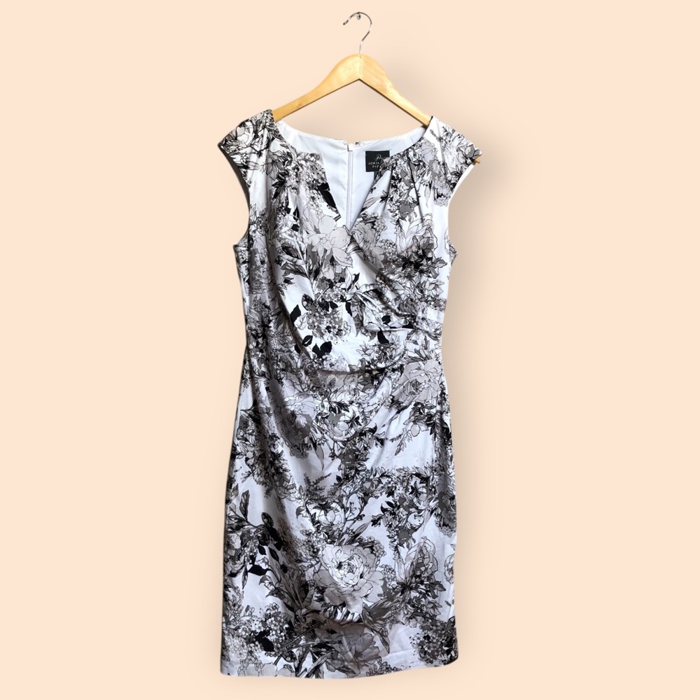 Adrianna Papell Floral Cocktail Event Party Dress MIDI Pencil Dress Women’s 8